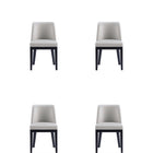 Manhattan Comfort Gansevoort Modern Vegan Leather Wood Dining Chair in Light Gray - Set of 4