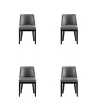 Manhattan Comfort Gansevoort Modern Vegan Leather Wood Dining Chair in Graphite - Set of 4