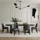 Manhattan Comfort Gansevoort Modern Vegan Leather Wood Dining Chair in Graphite - Set of 4