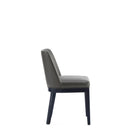 Manhattan Comfort Gansevoort Modern Vegan Leather Wood Dining Chair in Graphite - Set of 4
