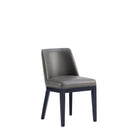 Manhattan Comfort Gansevoort Modern Vegan Leather Wood Dining Chair in Graphite - Set of 4