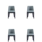 Manhattan Comfort Gansevoort Modern Vegan Leather Wood Dining Chair in Pewter - Set of 4