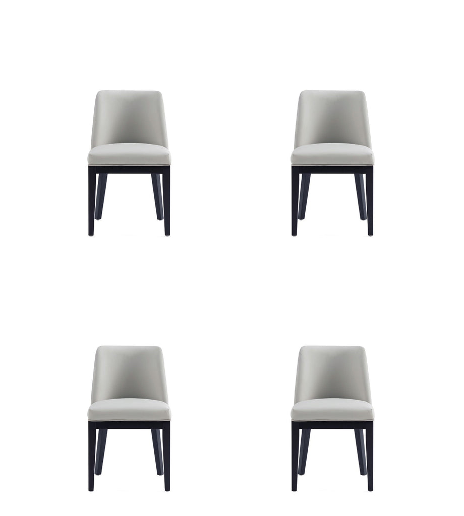 Manhattan Comfort Gansevoort Modern Vegan Leather Wood Dining Chair in Stone Gray - Set of 4