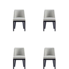 Manhattan Comfort Gansevoort Modern Vegan Leather Wood Dining Chair in Stone Gray - Set of 4