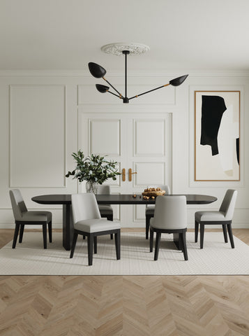 Manhattan Comfort Gansevoort Modern Vegan Leather Wood Dining Chair in Stone Gray - Set of 4