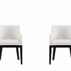 Manhattan Comfort Gansevoort Modern Vegan Leather Wood Armchair in Ivory - Set of 2
