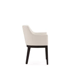 Manhattan Comfort Gansevoort Modern Vegan Leather Wood Armchair in Ivory - Set of 2