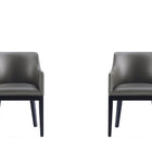 Manhattan Comfort Gansevoort Modern Vegan Leather Wood Armchair in Graphite - Set of 2