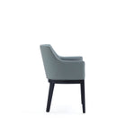 Manhattan Comfort Gansevoort Modern Vegan Leather Wood Armchair in Pewter - Set of 2