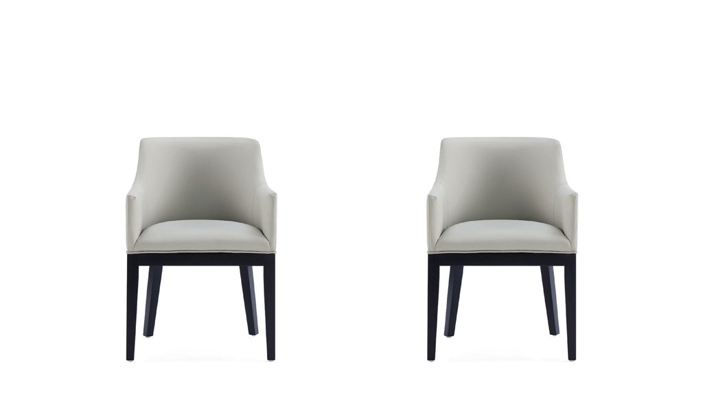 Manhattan Comfort Gansevoort Modern Vegan Leather Wood Armchair in Stone Gray - Set of 2