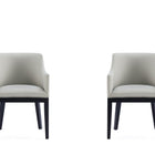 Manhattan Comfort Gansevoort Modern Vegan Leather Wood Armchair in Stone Gray - Set of 2