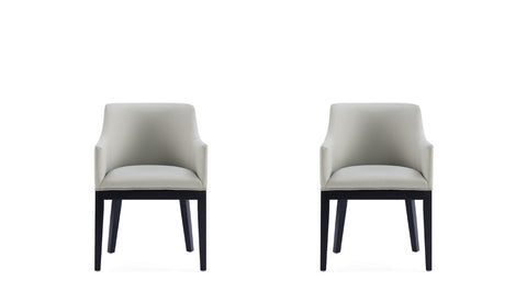 Manhattan Comfort Gansevoort Modern Vegan Leather Wood Armchair in Stone Gray - Set of 2