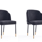 Manhattan Comfort Flor Modern Twill Weave Metal Dining Chair in Black - Set of 2