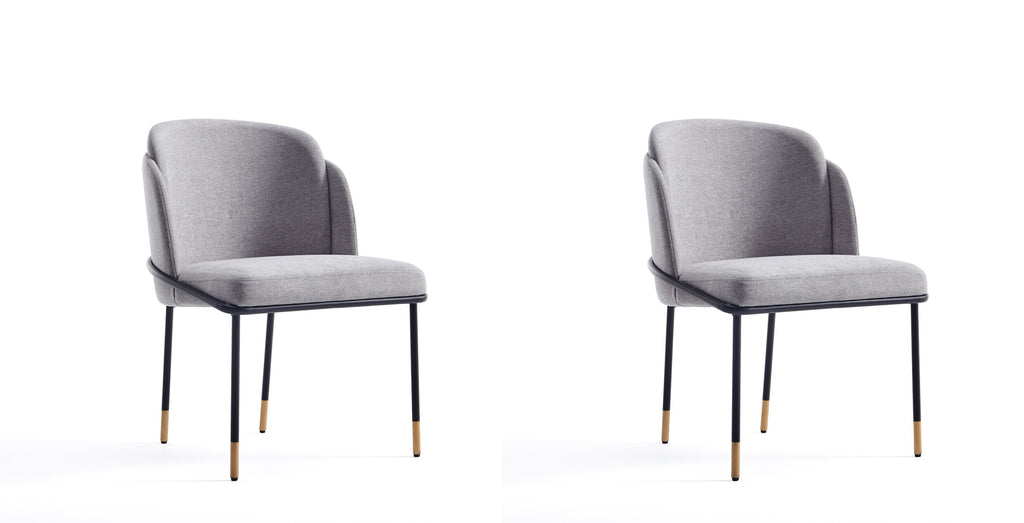 Manhattan Comfort Flor Modern Twill Weave Metal Dining Chair in Gray - Set of 2