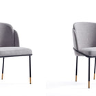 Manhattan Comfort Flor Modern Twill Weave Metal Dining Chair in Gray - Set of 2