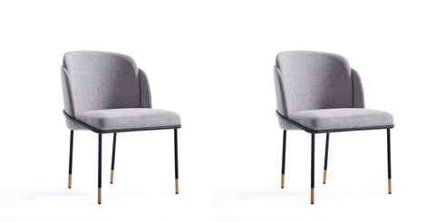 Manhattan Comfort Flor Modern Twill Weave Metal Dining Chair in Gray - Set of 2