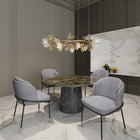 Manhattan Comfort Flor Modern Twill Weave Metal Dining Chair in Gray - Set of 2