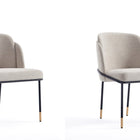 Manhattan Comfort Flor Modern Twill Weave Metal Dining Chair in Wheat - Set of 2