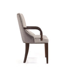 Manhattan Comfort Shubert Modern Vegan Leather and Velvet Wood Armchair in Light Gray - Set of 2