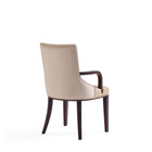 Manhattan Comfort Shubert Modern Vegan Leather and Velvet Wood Armchair in Tan - Set of 2