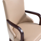 Manhattan Comfort Shubert Modern Vegan Leather and Velvet Wood Armchair in Tan - Set of 2