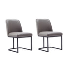 Manhattan Comfort Serena Modern Vegan Leather Metal Dining Chair in Taupe - Set of 2