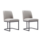 Manhattan Comfort Serena Modern Vegan Leather Metal Dining Chair in Light Gray - Set of 2