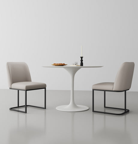 Manhattan Comfort Serena Modern Vegan Leather Metal Dining Chair in Light Gray - Set of 2