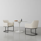 Manhattan Comfort Serena Modern Vegan Leather Metal Armchair in Ivory - Set of 2