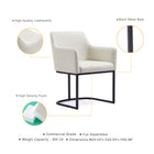 Manhattan Comfort Serena Modern Vegan Leather Metal Armchair in Ivory - Set of 2