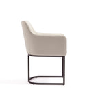 Manhattan Comfort Serena Modern Vegan Leather Metal Armchair in Ivory - Set of 2
