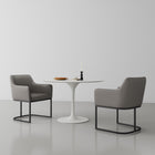 Manhattan Comfort Serena Modern Vegan Leather Metal Armchair in Taupe - Set of 2