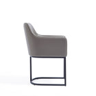 Manhattan Comfort Serena Modern Vegan Leather Metal Armchair in Taupe - Set of 2