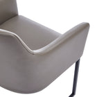 Manhattan Comfort Serena Modern Vegan Leather Metal Armchair in Taupe - Set of 2