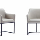 Manhattan Comfort Serena Modern Vegan Leather Metal Armchair in Light Gray - Set of 2