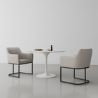 Manhattan Comfort Serena Modern Vegan Leather Metal Armchair in Light Gray - Set of 2