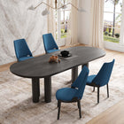 Manhattan Comfort Kara Modern Wood Upholstered Dining Chair in Blue - Set of 4