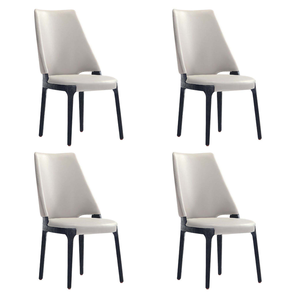 Manhattan Comfort Kara Modern Wood Upholstered Dining Chair in Light Gray - Set of 4