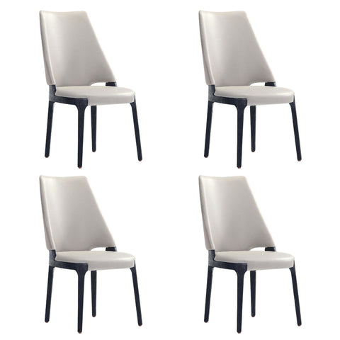 Manhattan Comfort Kara Modern Wood Upholstered Dining Chair in Light Gray - Set of 4