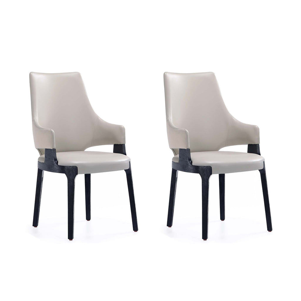 Manhattan Comfort Kara Modern Wood Upholstered Dining Chair in Light Gray - Set of 2