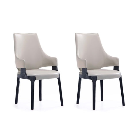 Manhattan Comfort Kara Modern Wood Upholstered Dining Chair in Light Gray - Set of 2