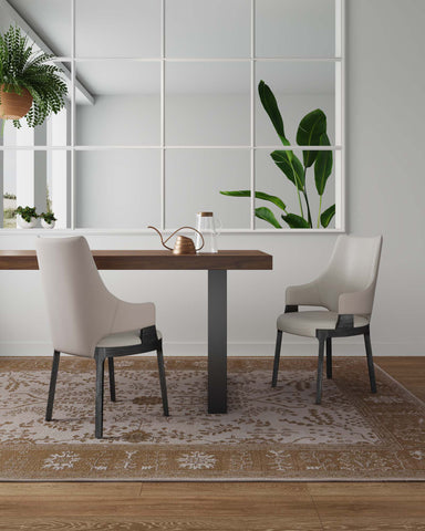 Manhattan Comfort Kara Modern Wood Upholstered Dining Chair in Light Gray - Set of 2