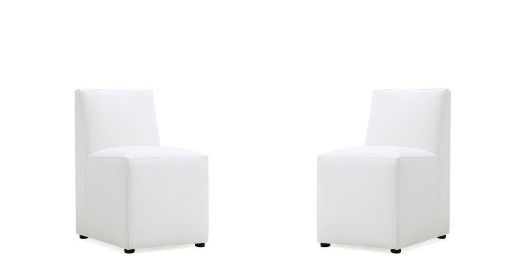Manhattan Comfort Anna Square Modern Vegan Leather Dining Chair in White - Set of 2