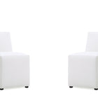 Manhattan Comfort Anna Square Modern Vegan Leather Dining Chair in White - Set of 2