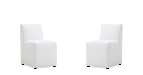 Manhattan Comfort Anna Square Modern Vegan Leather Dining Chair in White - Set of 2