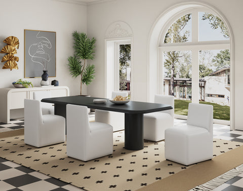 Manhattan Comfort Anna Square Modern Vegan Leather Dining Chair in White - Set of 2