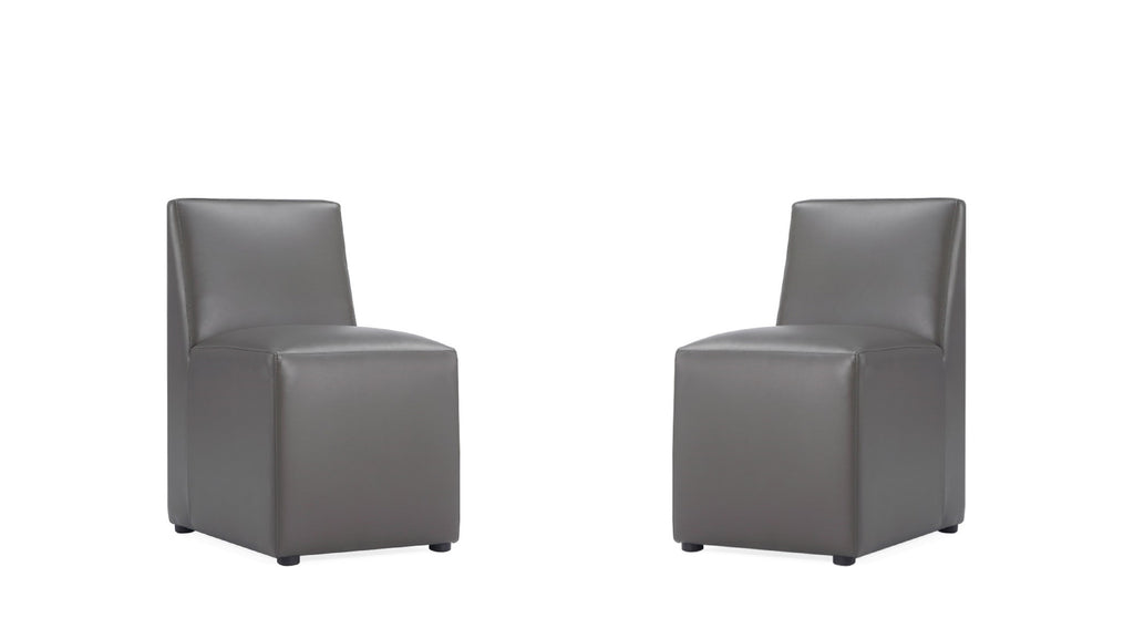 Manhattan Comfort Anna Square Modern Vegan Leather Dining Chair in Graphite - Set of 2
