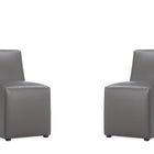 Manhattan Comfort Anna Square Modern Vegan Leather Dining Chair in Graphite - Set of 2
