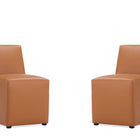 Manhattan Comfort Anna Square Modern Vegan Leather Dining Chair in Saddle Brown - Set of 2