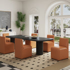 Manhattan Comfort Anna Square Modern Vegan Leather Dining Chair in Saddle Brown - Set of 2